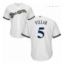 Youth Majestic Milwaukee Brewers 5 Jonathan Villar Replica White Home Cool Base MLB Jersey