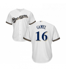 Youth Milwaukee Brewers 16 Ben Gamel Replica White Alternate Cool Base Baseball Jersey 