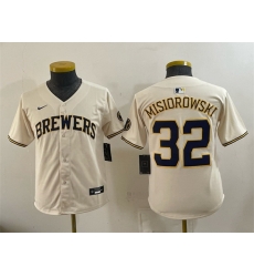 Youth Milwaukee Brewers  32 Jacob Misiorowski Cream Limited Stitched Jersey