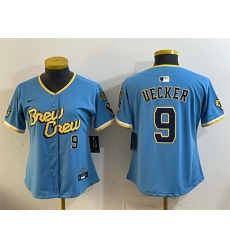 Youth Milwaukee Brewers  9 Bob Uecker Powder Blue City Connect Stitched Jersey