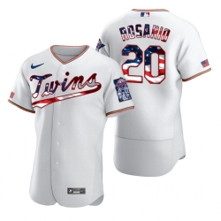 Men Minnesota Twins 20 Eddie Rosario Men Nike White Fluttering USA Flag Limited Edition Flex Base MLB Jersey