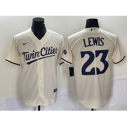 Men Minnesota Twins 23 Royce Lewis Cream Cool Base Stitched Baseball Jersey