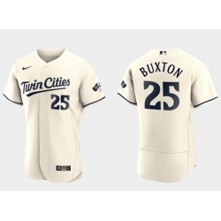 Men Minnesota Twins 25 Byron Buxton 2023 Cream Flex Base Stitched Jersey