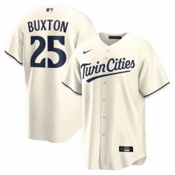 Men Minnesota Twins 25 Byron Buxton Cream Cool Base Stitched Baseball Jersey