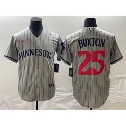 Men Minnesota Twins 25 Byron Buxton Grey Cool Base Stitched Jerseys
