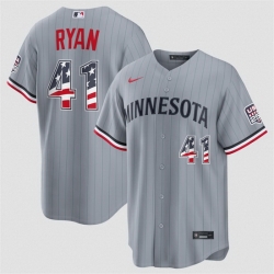 Men Minnesota Twins  41 Joe Ryan Grey 2026 USA 250 Fourth of July Stitched Baseball Jersey