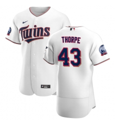 Men Minnesota Twins 43 Lewis Thorpe Men Nike White Home 2020 60th Season Flex Base Team MLB Jersey