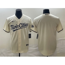 Men Minnesota Twins Blank Cream Cool Base Stitched Baseball Jersey