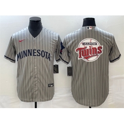Men Minnesota Twins Gray Team Big Logo Cool Base Stitched Jersey
