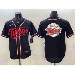 Men Minnesota Twins Team Big Logo 2026 Fashion Replica Black Out Stitched Baseball Jersey