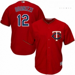 Mens Majestic Minnesota Twins 12 Jake Odorizzi Replica Scarlet Alternate Cool Base MLB Jersey 