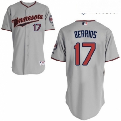 Mens Majestic Minnesota Twins 17 Jose Berrios Replica Grey Road Cool Base MLB Jersey