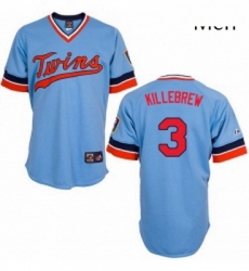 Mens Majestic Minnesota Twins 3 Harmon Killebrew Replica Light Blue Cooperstown Throwback MLB Jersey