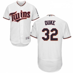 Mens Majestic Minnesota Twins 32 Zach Duke White Home Flex Base Authentic Collection MLB Jersey