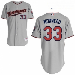 Mens Majestic Minnesota Twins 33 Justin Morneau Authentic Grey Road Cool Base MLB Jersey