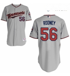 Mens Majestic Minnesota Twins 56 Fernando Rodney Authentic Grey Road Cool Base MLB Jersey 