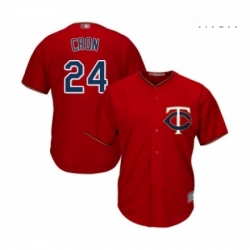 Mens Minnesota Twins 24 C J Cron Replica Scarlet Alternate Cool Base Baseball Jersey 