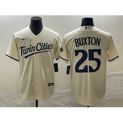 Men's Minnesota Twins #25 Byron Buxton 2023 Cream Cool Base Stitched Jersey