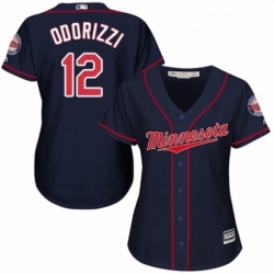 Womens Majestic Minnesota Twins 12 Jake Odorizzi Replica Navy Blue Alternate Road Cool Base MLB Jersey 