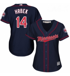 Womens Majestic Minnesota Twins 14 Kent Hrbek Replica Navy Blue Alternate Road Cool Base MLB Jersey