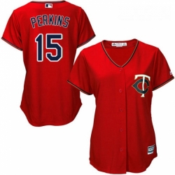 Womens Majestic Minnesota Twins 15 Glen Perkins Authentic Scarlet Alternate Cool Base MLB Jersey