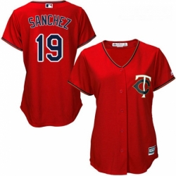 Womens Majestic Minnesota Twins 19 Anibal Sanchez Replica Scarlet Alternate Cool Base MLB Jersey 