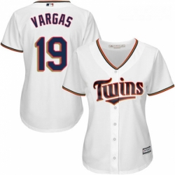 Womens Majestic Minnesota Twins 19 Kennys Vargas Replica White Home Cool Base MLB Jersey