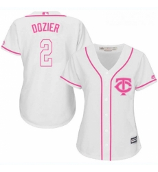 Womens Majestic Minnesota Twins 2 Brian Dozier Replica White Fashion Cool Base MLB Jersey