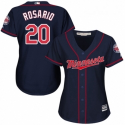 Womens Majestic Minnesota Twins 20 Eddie Rosario Replica Navy Blue Alternate Road Cool Base MLB Jersey 