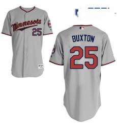 Womens Majestic Minnesota Twins 25 Byron Buxton Replica Grey Road Cool Base MLB Jersey