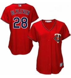 Womens Majestic Minnesota Twins 28 Bert Blyleven Replica Scarlet Alternate Cool Base MLB Jersey