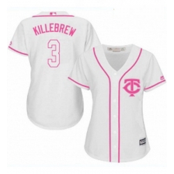 Womens Majestic Minnesota Twins 3 Harmon Killebrew Replica White Fashion Cool Base MLB Jersey