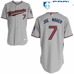 Womens Majestic Minnesota Twins 7 Joe Mauer Replica Grey Road Cool Base MLB Jersey