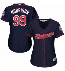 Womens Majestic Minnesota Twins 99 Logan Morrison Replica Navy Blue Alternate Road Cool Base MLB Jersey 