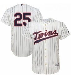 Youth Majestic Minnesota Twins 25 Byron Buxton Replica Cream Alternate Cool Base MLB Jersey