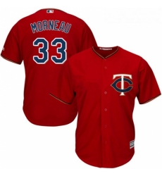 Youth Majestic Minnesota Twins 33 Justin Morneau Replica Scarlet Alternate Cool Base MLB Jersey