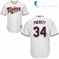 Youth Majestic Minnesota Twins 34 Kirby Puckett Replica White Home Cool Base MLB Jersey