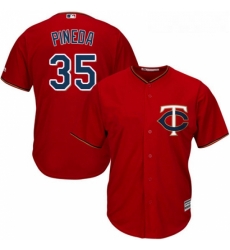 Youth Majestic Minnesota Twins 35 Michael Pineda Authentic Scarlet Alternate Cool Base MLB Jersey 