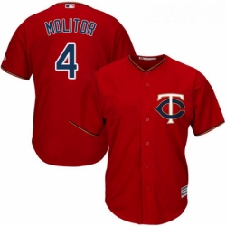 Youth Majestic Minnesota Twins 4 Paul Molitor Authentic Scarlet Alternate Cool Base MLB Jersey