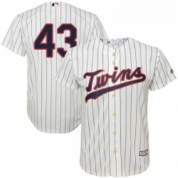 Youth Majestic Minnesota Twins 43 Addison Reed Replica Cream Alternate Cool Base MLB Jersey 