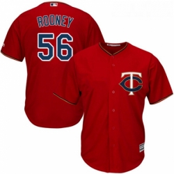 Youth Majestic Minnesota Twins 56 Fernando Rodney Authentic Scarlet Alternate Cool Base MLB Jersey 