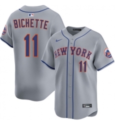 Men New York Mets 11 Bo Bichette 2026 Grey Limited Stitched Baseball Jersey