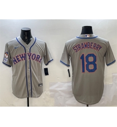 Men New York Mets 18 Darryl Strawberry Grey 2025 Spring Training Cool Base Stitched Baseball Jersey