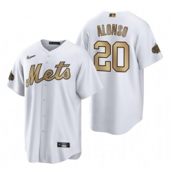 Men New York Mets 20 Pete Alonso 2022 All Star White Cool Base Stitched Baseball Jersey