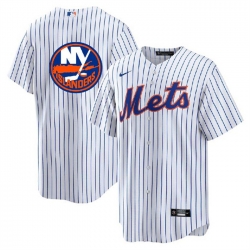 Men New York Mets  26 Islanders White Cool Base Stitched Baseball Jersey