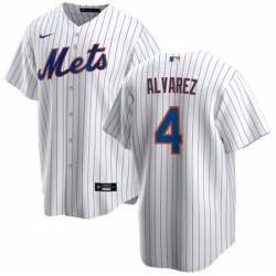 Men New York Mets 4 Francisco  C1lvarez White Cool Base Stitched Baseball Jersey