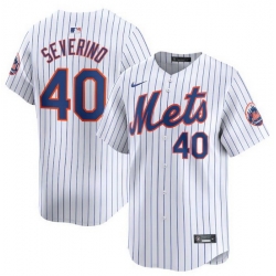 Men New York Mets 40 Luis Severino White 2024 Home Limited Stitched Baseball Jersey