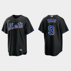Men New York Mets 9 Brandon Nimmo Black Cool Base Stitched Baseball Jersey