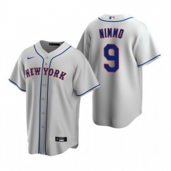Men New York Mets 9 Brandon Nimmo Grey Cool Base Stitched Baseball Jersey