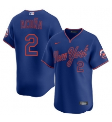 Men New York Mets Nike Luisangel Acuna #2 Blue Stitched Player Jersey